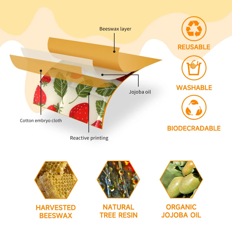 Emballages alimentaires réutilisables et écologiques a la cire d'abeille