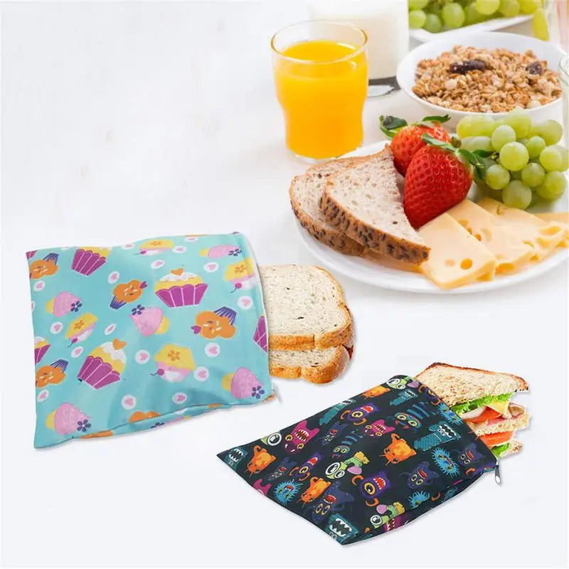 Sacs à goûter en tissu-Réutilisables, écologiques a la cire d'abaille